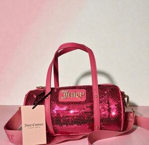 Juicy Couture Pink Sequin Crossbody Barrel Bag Nwt